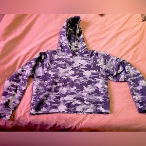 LuLuLemon dusky blue camp crop hoodie